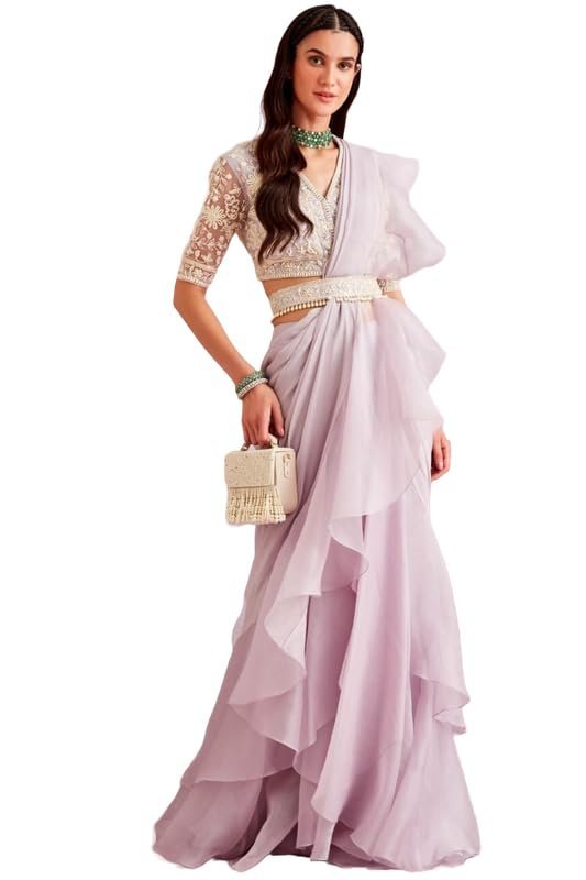 Version 1.0.0 Women's Woven Design Peacock Print Silk Blend Saree with Unstitched Blouse Piece - Image 1