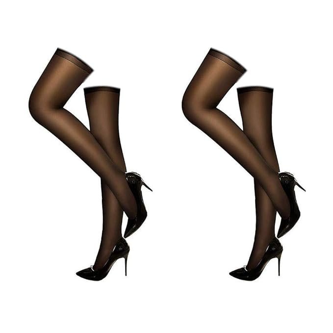 51owu1i2wVL._SX679_ (1) Planetarium Hub Women's Full Coverage Transparent Thigh High Full Long Legs Length Stocking Socks (2 Black) - Image 1