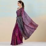 Purple liva satin lite foil saree - Image 4