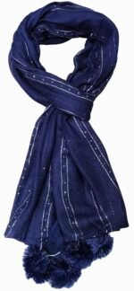 Fashage Blue color Tie-Dye scarves with tassels. - Image 2