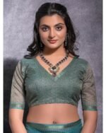 Striped Saree with Tassels - Image 4