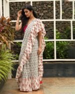 Paisley Print Saree with Ruffles - Image 3