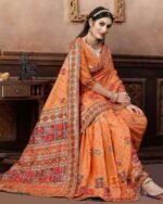 Woven Saree with Contrast Border - Image 2