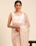 Women Embellished Net Saree - Image 3